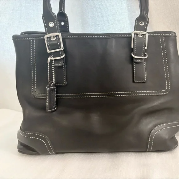 Vintage Coach Hamptons SOFT Genuine Leather Satchel Tote – Black Y2K Like New - Picture 5 of 14